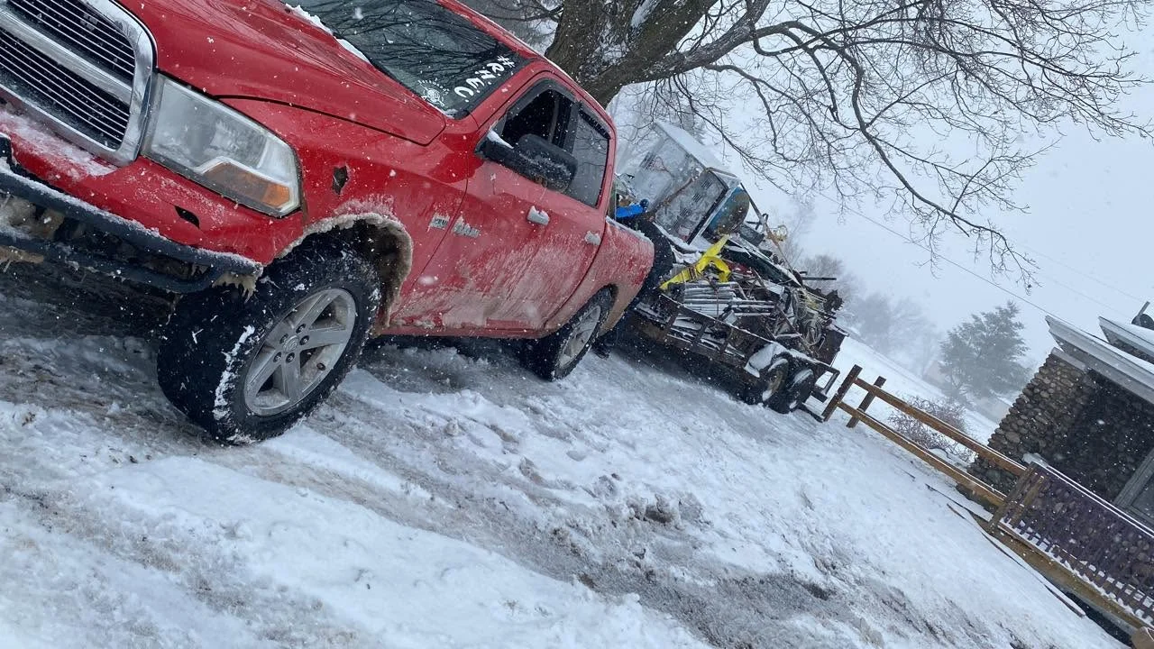Scrap haul through snow